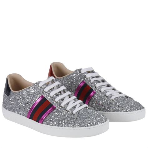 gucci embroidered sneakers silver|gucci jeweled striped sneakers.